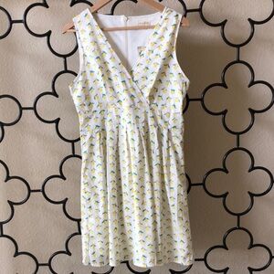 NWT Maison Jules White and Yellow Lemon Pattern Sleeveless Summer Dress Size L